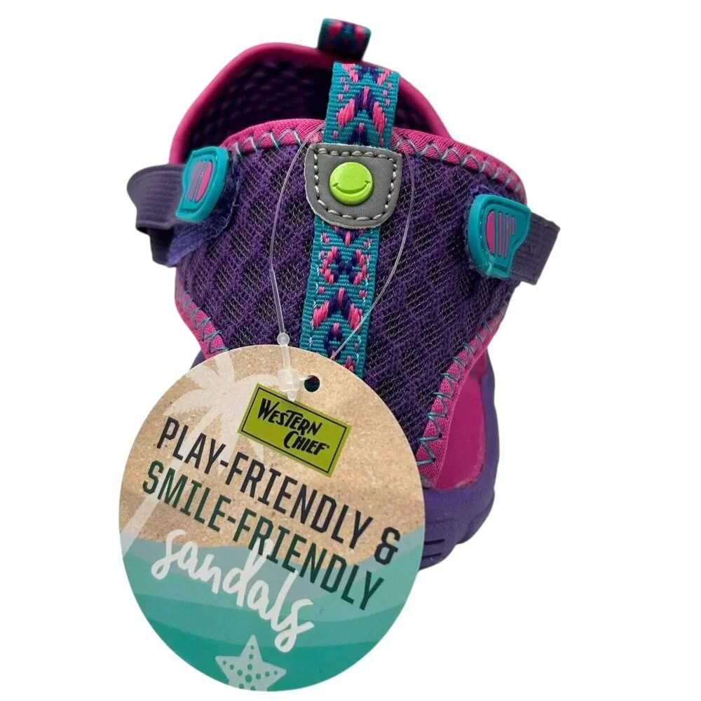 Western Chief Youth Girl's Rainier Sport Sandals Size‎ 5-6 Purple Quick-Drying